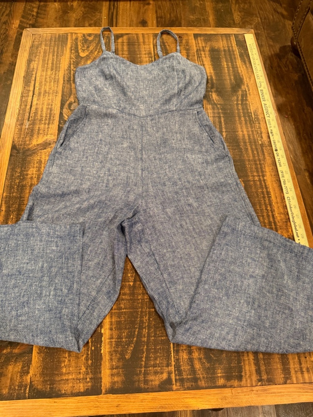 Old Navy Chambray-Style Blue Spaghetti-Strap Jumpsuit